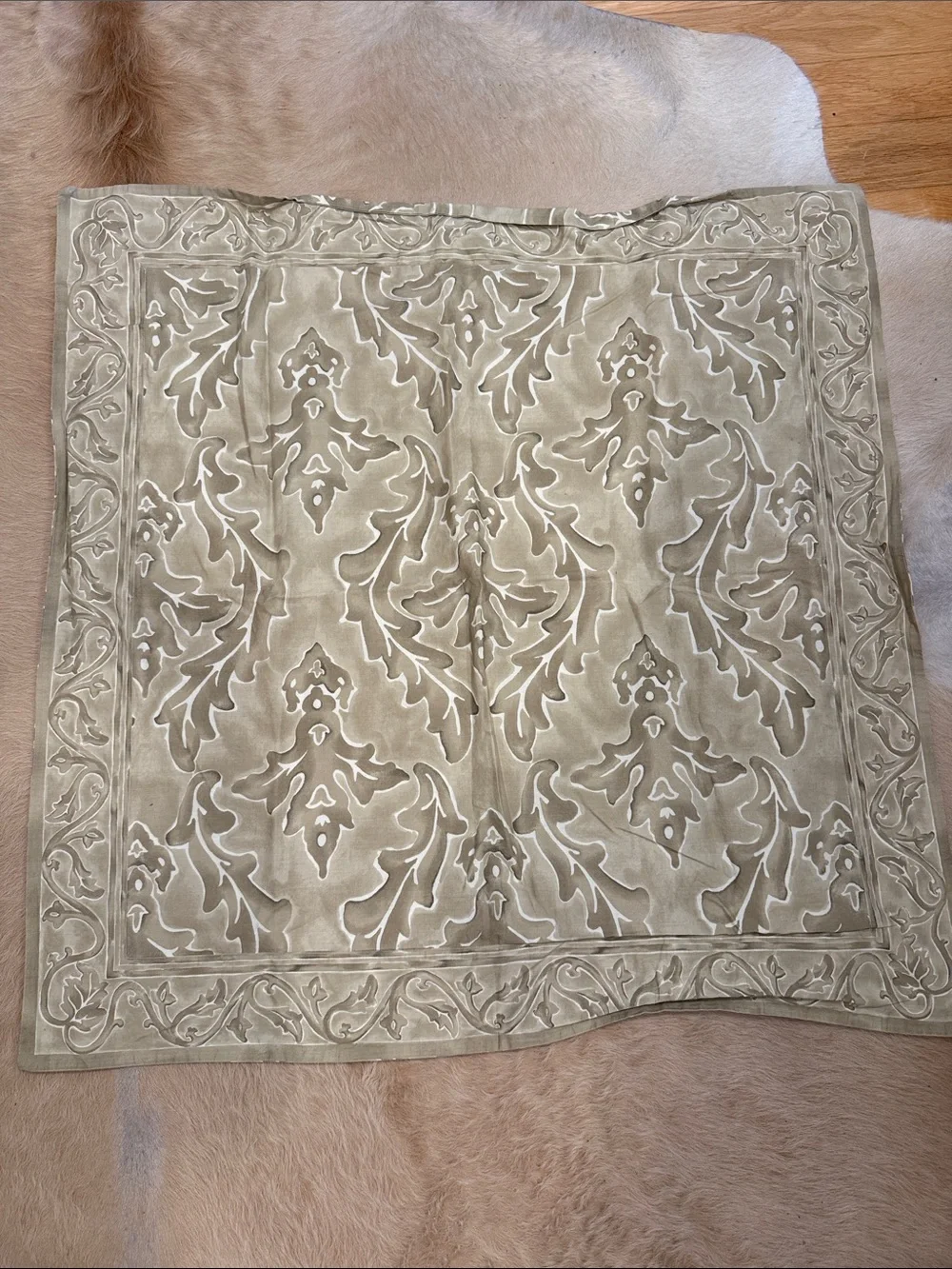 Restoration Hardware Cream Damask euro shams-set of 3